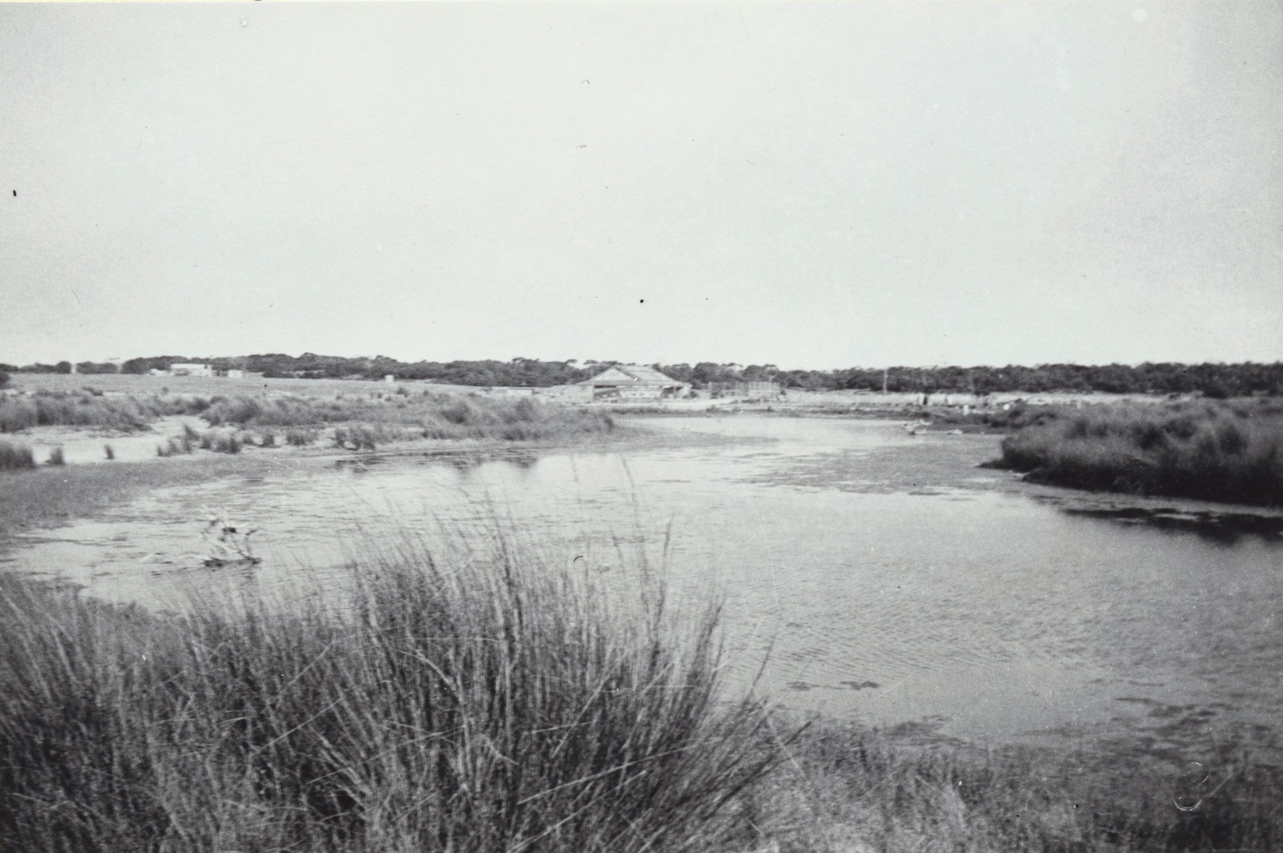 View of Salt Creek at the Coorong with Coorong Cafe in distance SLSA: PRG 1258/2/129