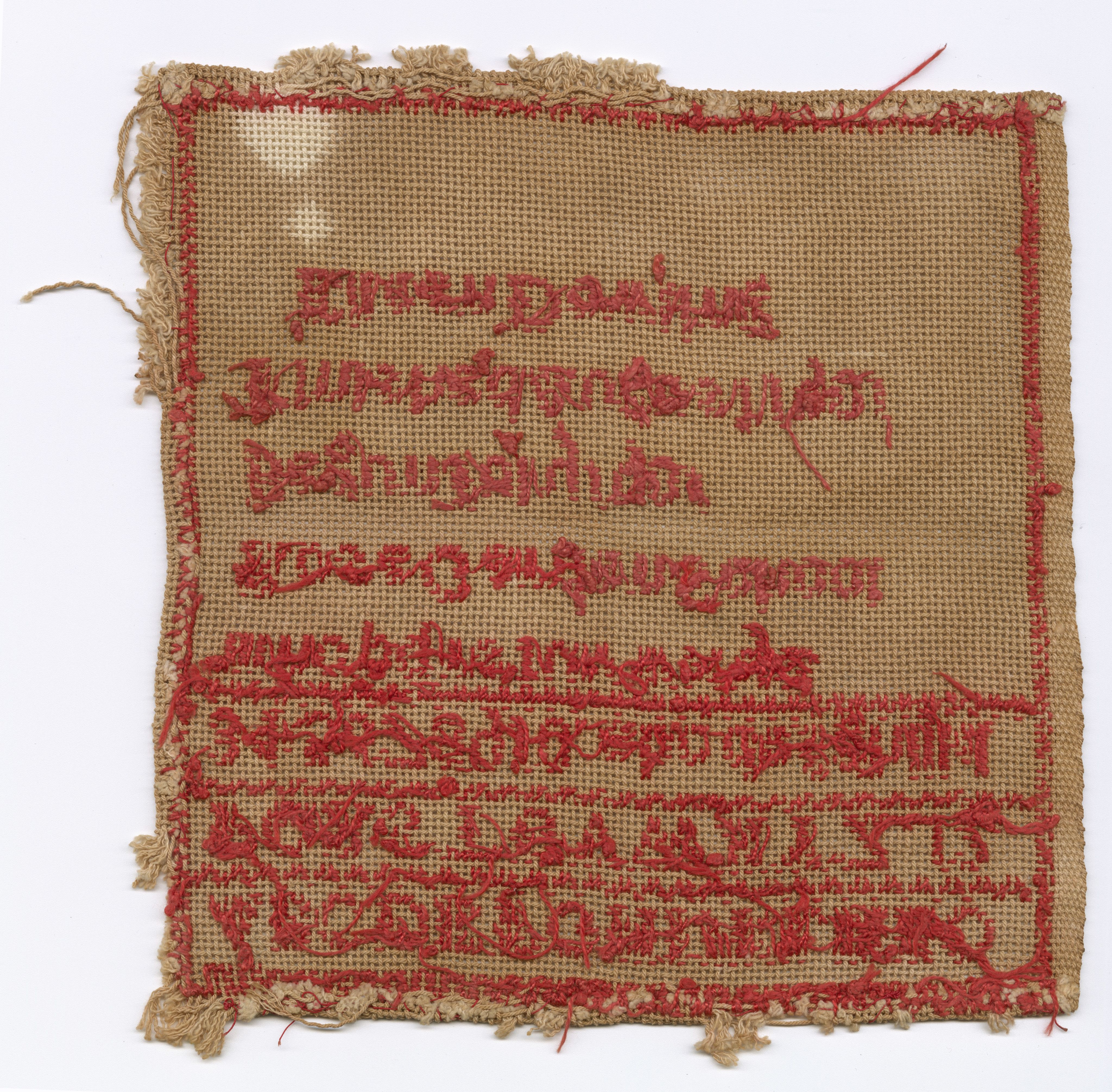 Back of Eileen Dowling, cross-stitch sampler, 20 x 20.6 cm, 1901. SLSA D 8939