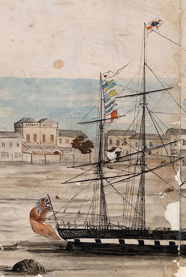 Panorama of the Port River and North Parade, Port Adelaide, 1855. By Francis George Hankey. SLSA: B 78677