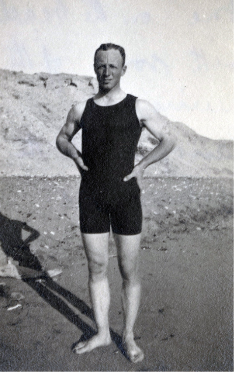 Looking every inch the sportsman at the Egyptian coastal town of Canopus on the outskirts of Alexandria, c1915. SLSA: PRG 18/56/84