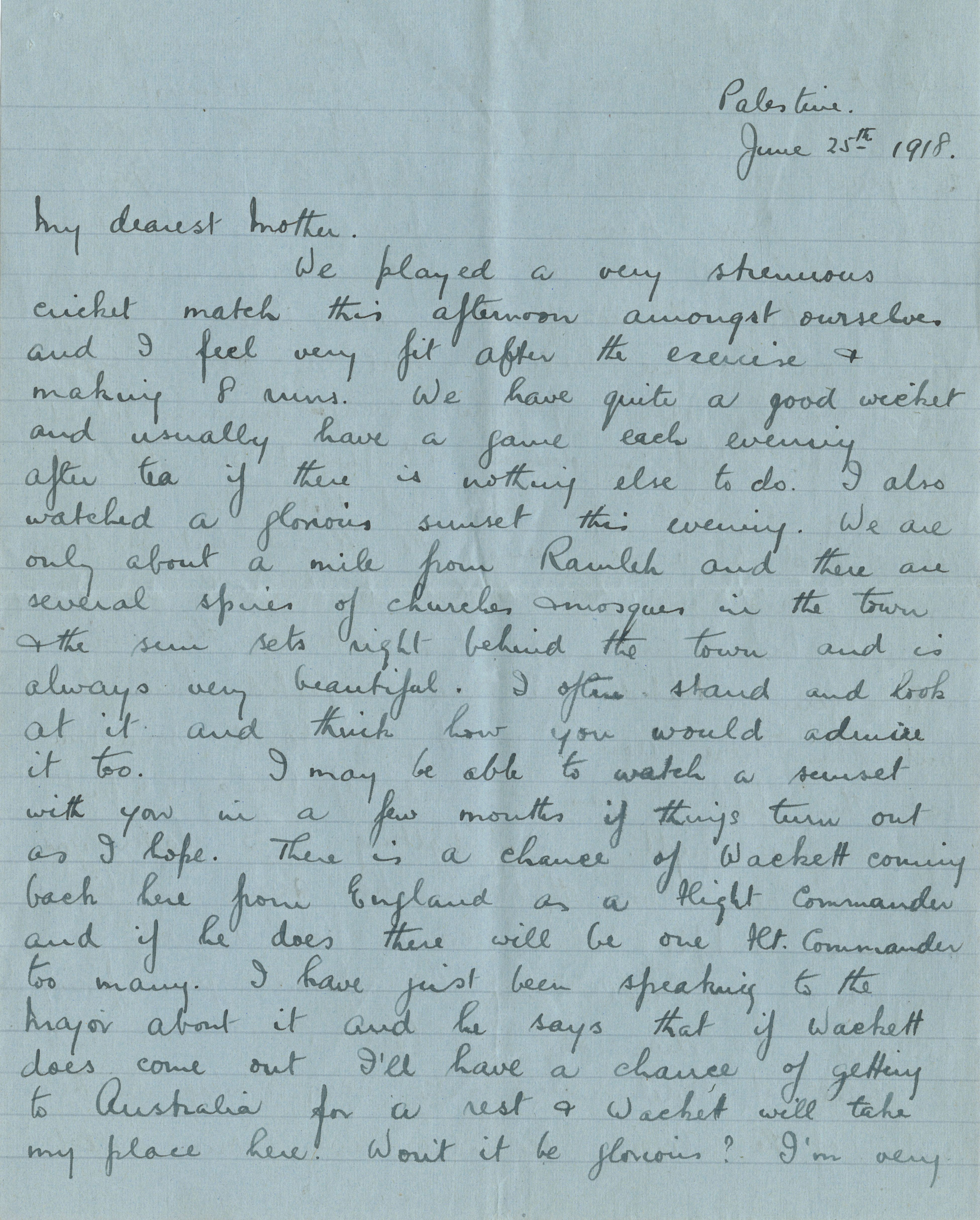 Ross wrote regularly to his dearest Mother or Maw, sharing fun moments like playing cricket, and expressing his emotions about ta beautiful sunset and being with her. SLSA: PRG 18/17/40