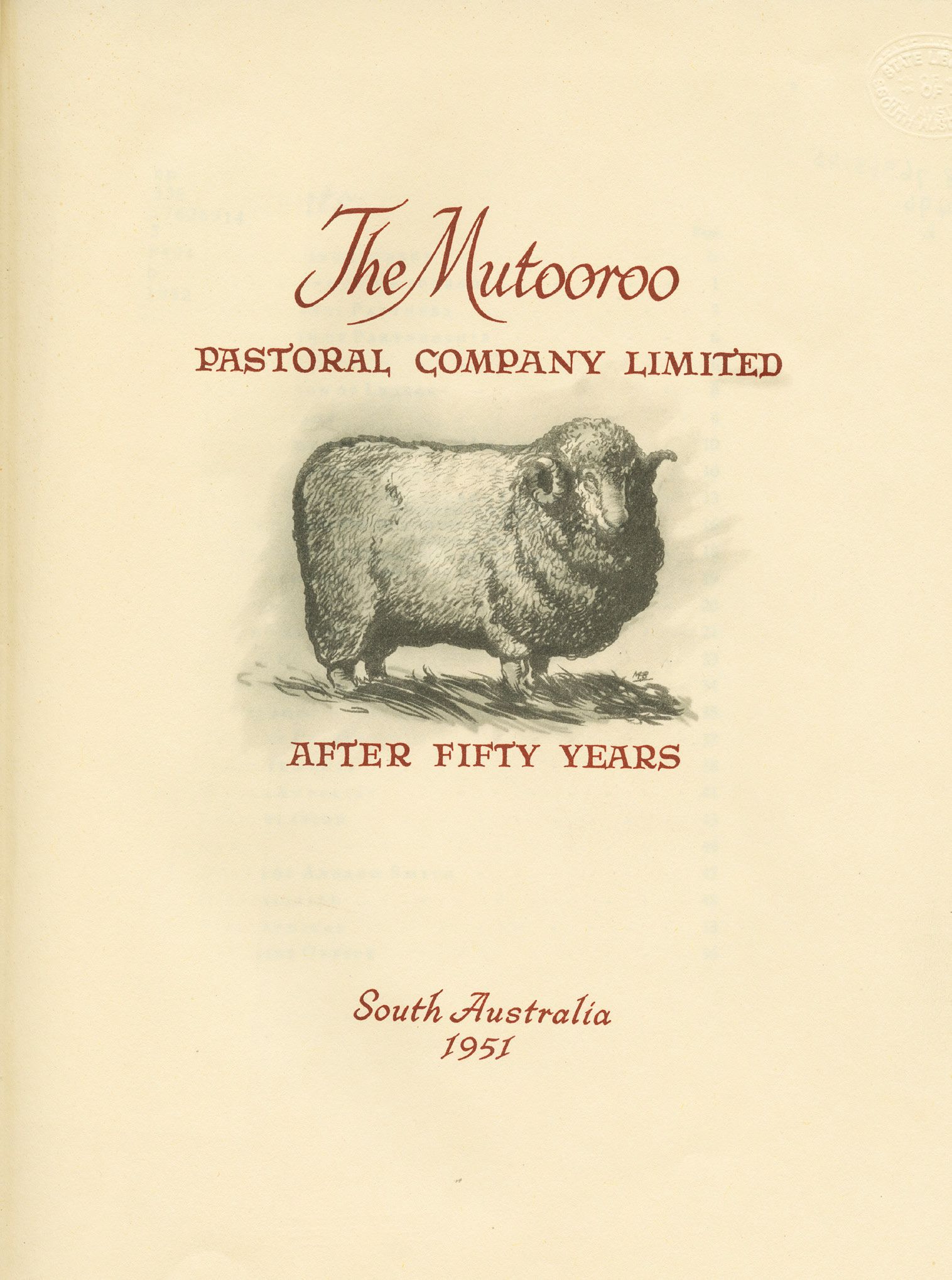 The Mutooroo Pastoral Company Limited after fifty years is a 57 page history of the station by William Findlay (Adelaide: The Company 1951). SLSA South Australiana Collection