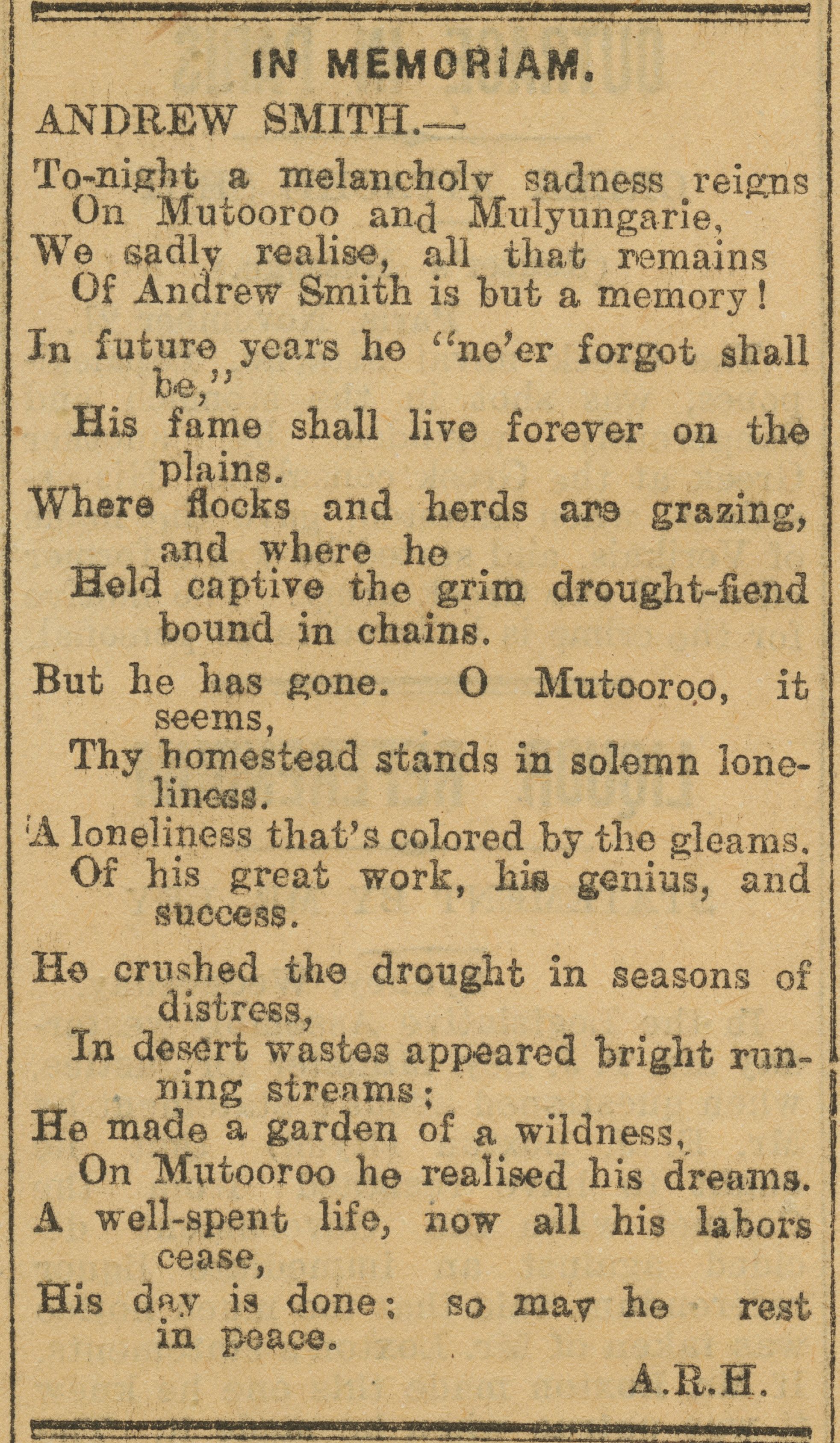 Poem by Andrew Honan Barrier Miner 26 November 1924. SLSA South Australiana Collection
