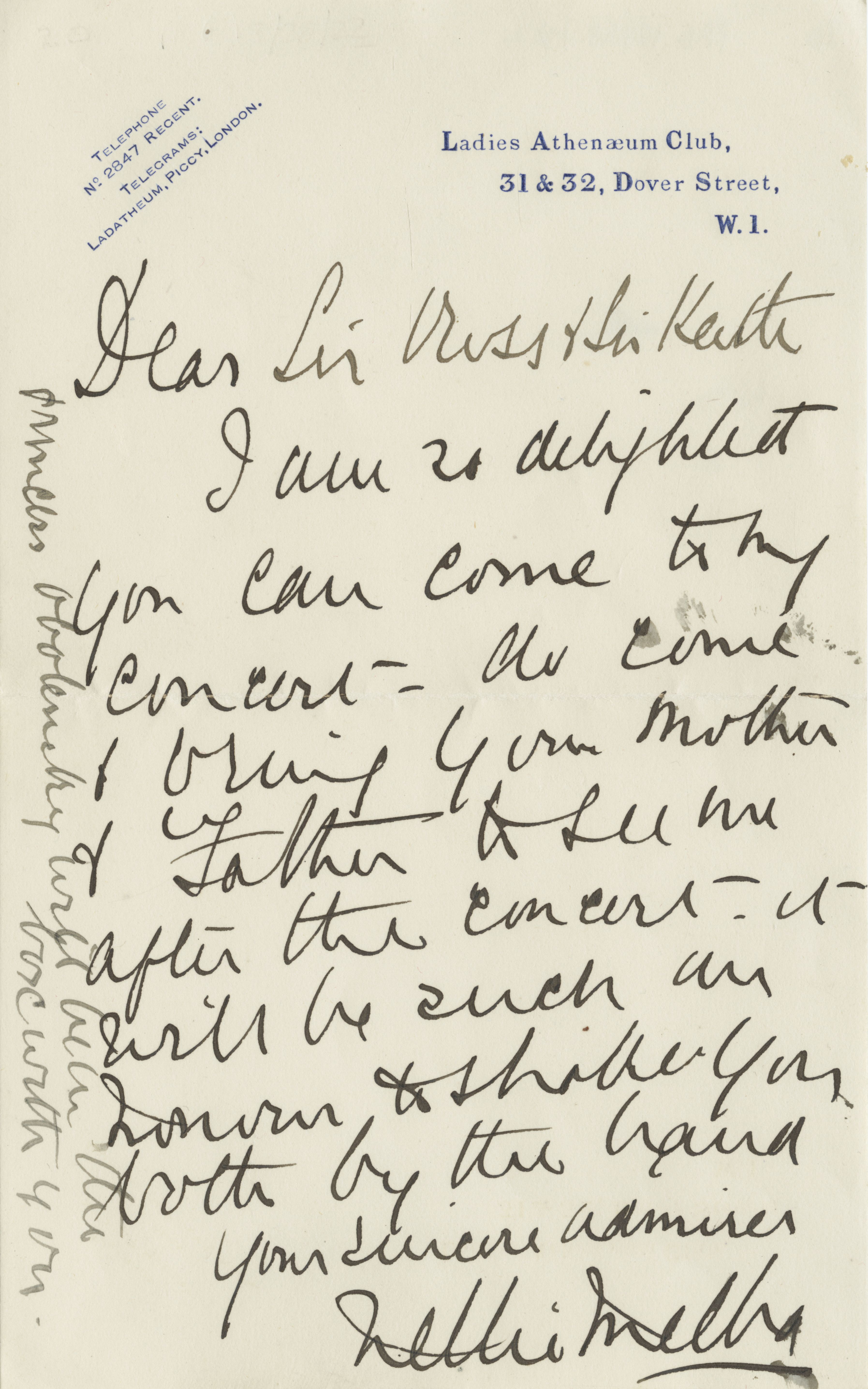 Letter written by Dame Nellie Melba to Sir Ross Smith. SLSA: South Australiana collection