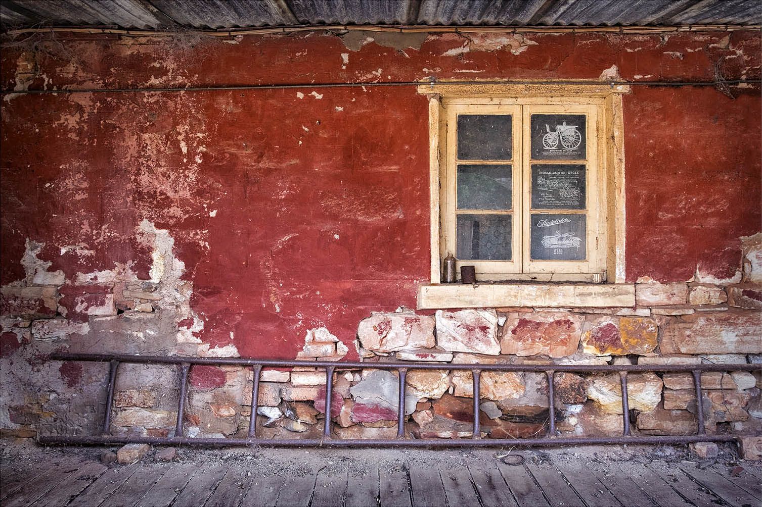 Going places. An external wall of a farmhouse.