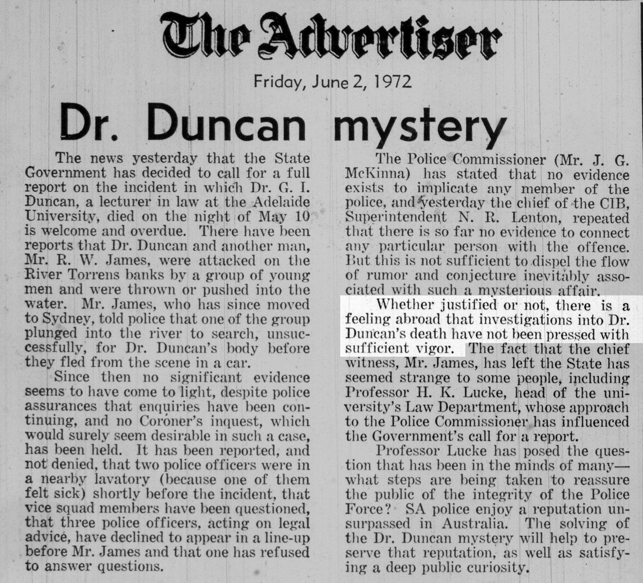 Advertiser editorial, 2 June 1972  