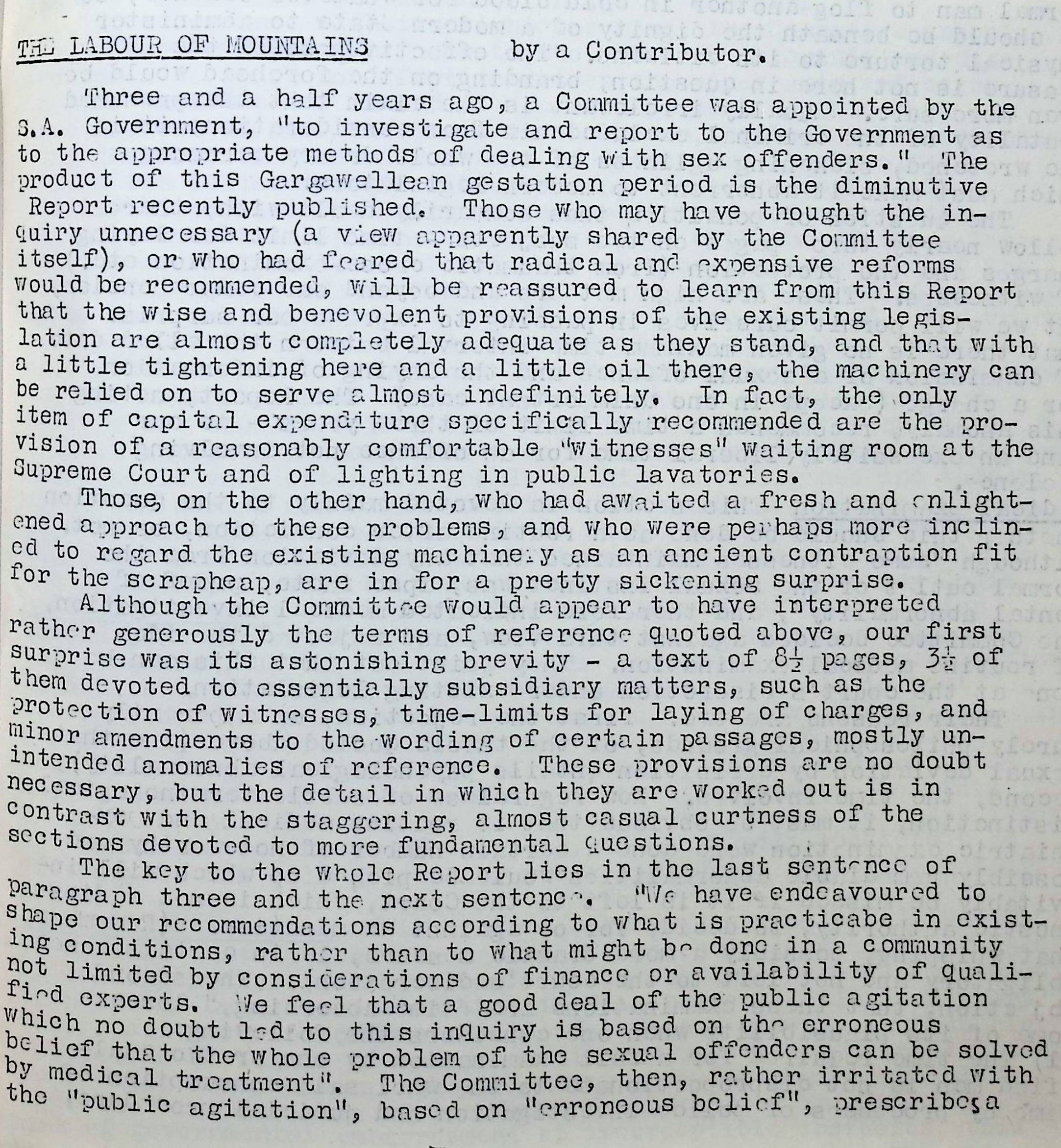 'The Labour of Mountains', Mary's Own Paper, January 1953. SLSA: Periodicals 050 M c 