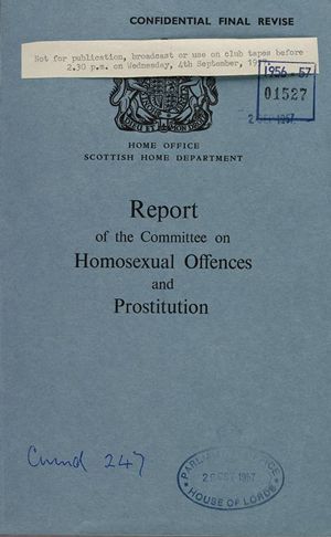 'Report of the Committee on Homosexual Offences and Prostitution'.