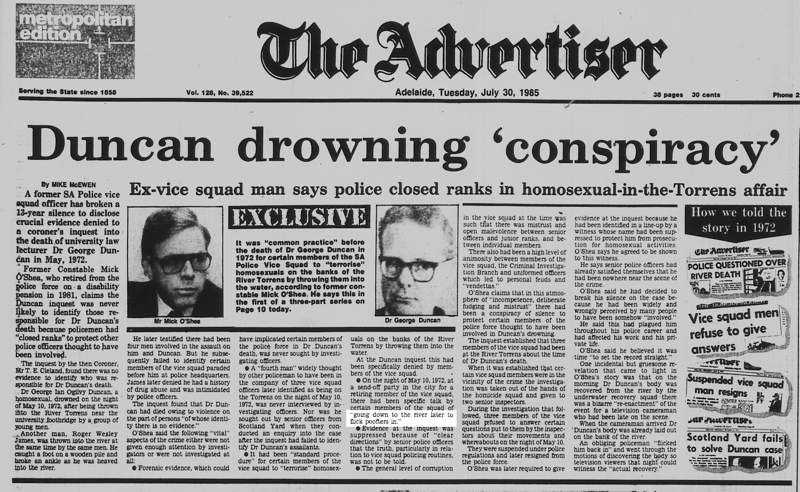 Advertiser, 30 July 1985&nbsp;
