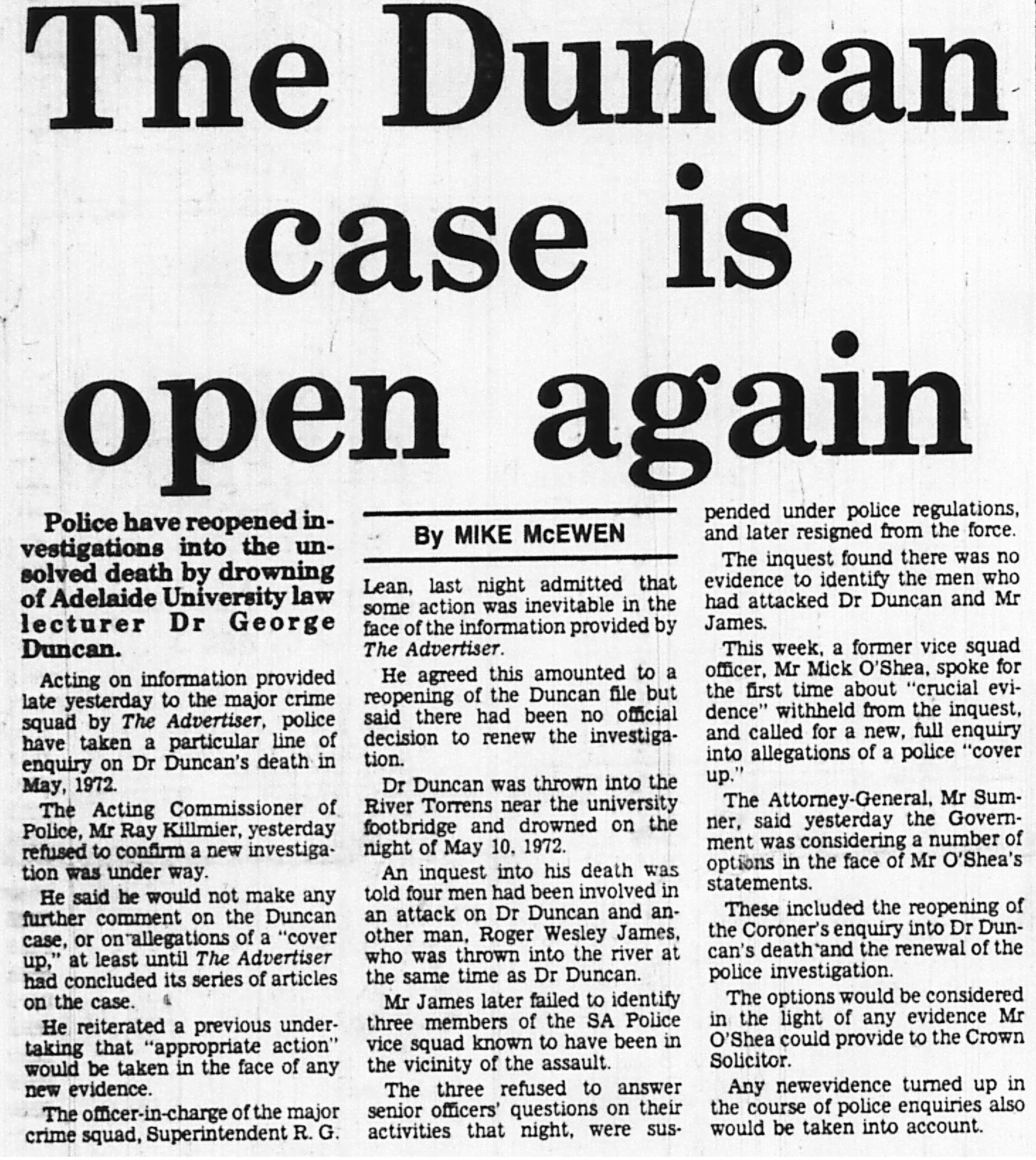 Advertiser, 1 August 1985&nbsp;