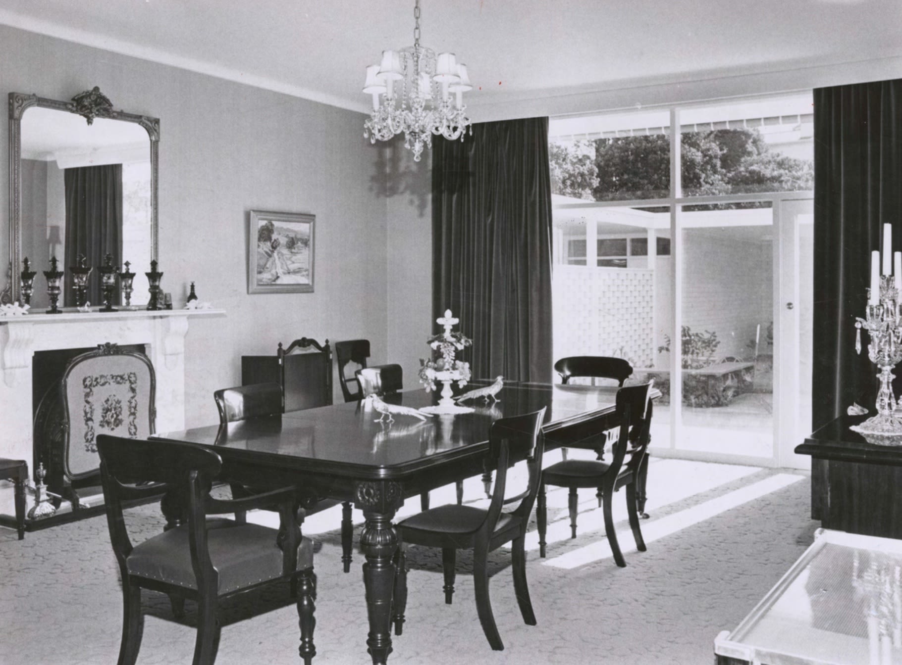 Internal view of dining area of house at Hay Court, Walkerville designed by Brian Vogt, 4 April1966. SLSA: BRG 346/28/ BRUERVOGT/6/7
