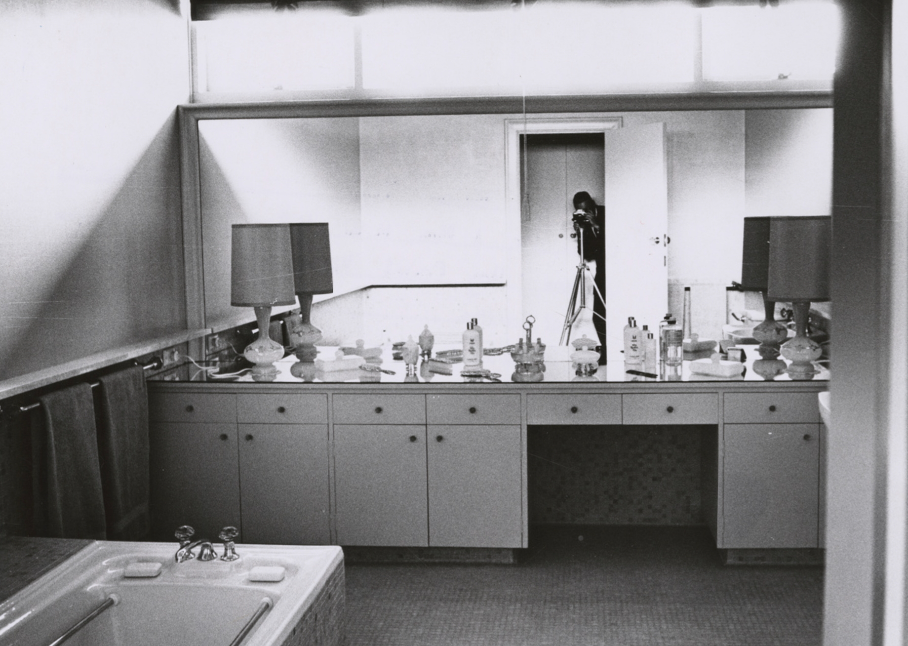Internal view of bathroom area of house at Hay Court, Walkerville designed by Brian Vogt, April 1966. SLSA: BRG 346/28/ BRUERVOGT/6/9