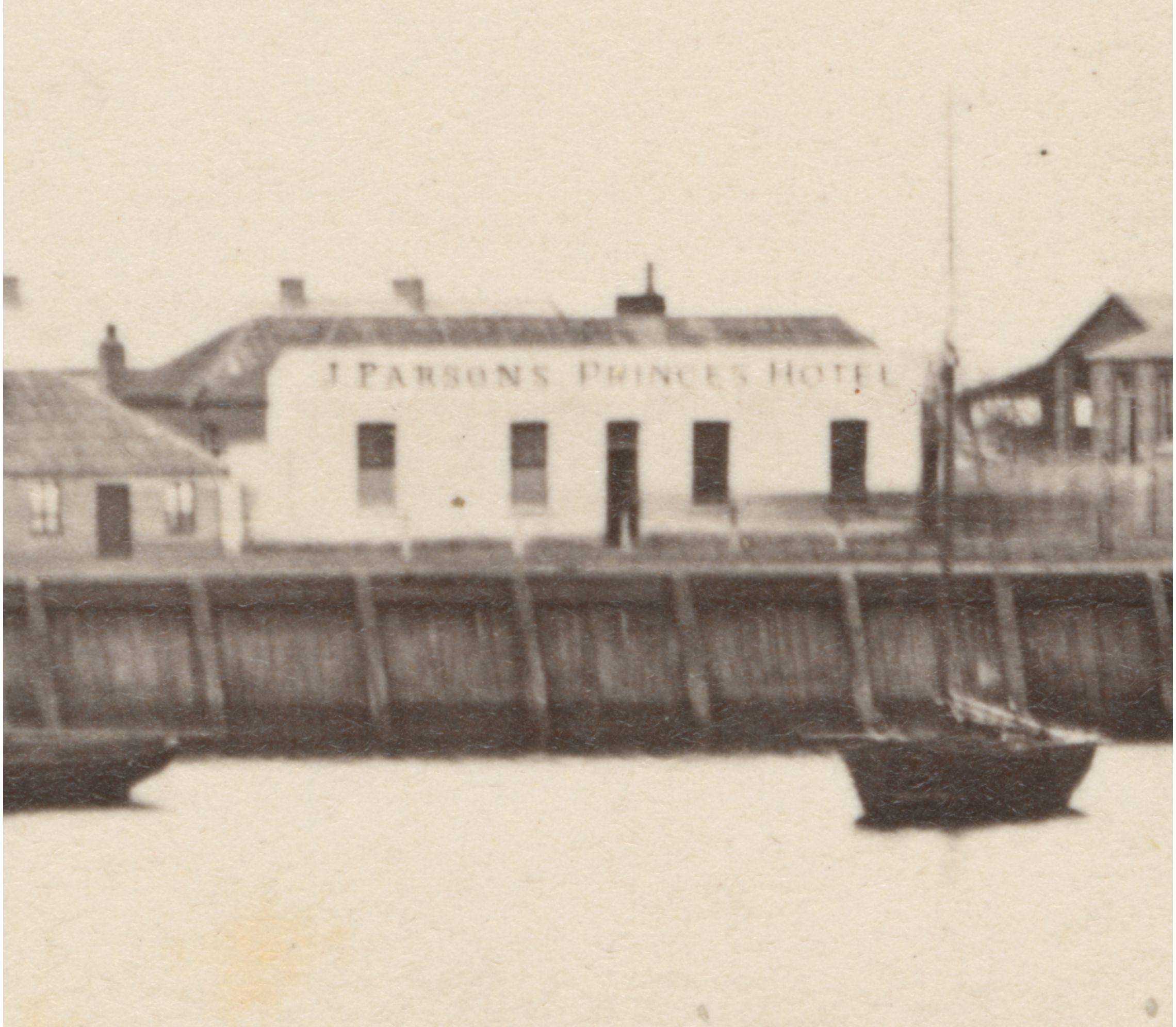 Close up of J. Parson's Prince's Hotel, in 1865. SLSA: B 5643