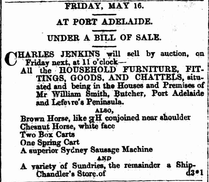 'Advertising', Adelaide Times, 14 May 1856. Trove