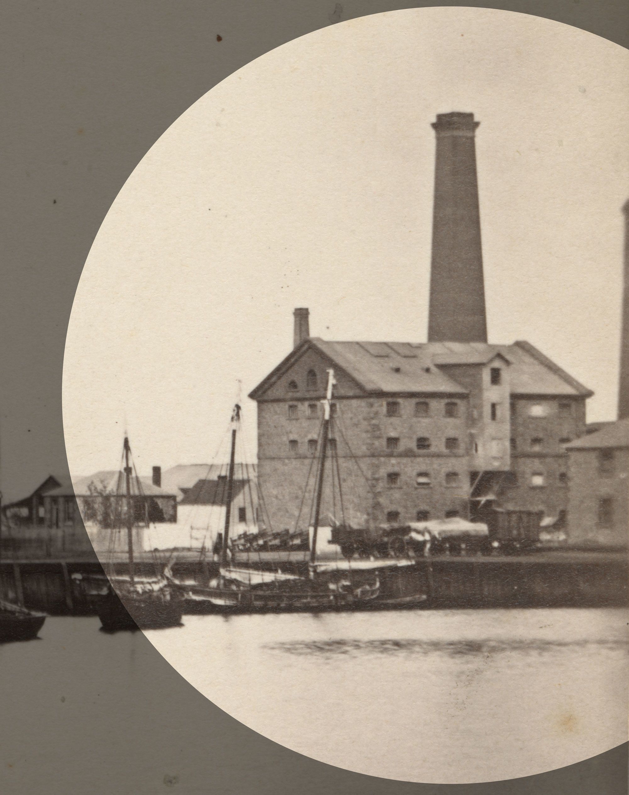 Close up of the Steam Mills, in 1865. SLSA: B 5643