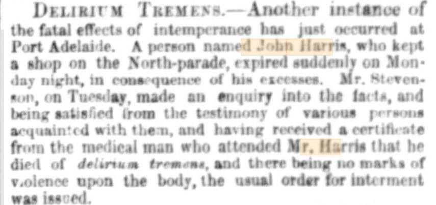 'Coroner's Inquest', South Australian Register, 28 November 1855. NLA: Trove