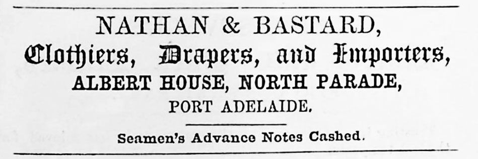 Advert for 'NATHAN & BASTARD' in the 1855 Royal South Australian Almanack by Andrew Garran.