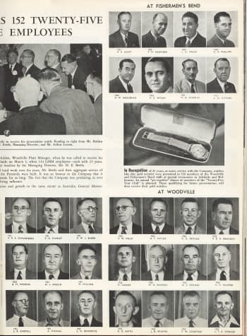 Some of the men inducted into the Twenty-Five Year Club. People, March, 1950
