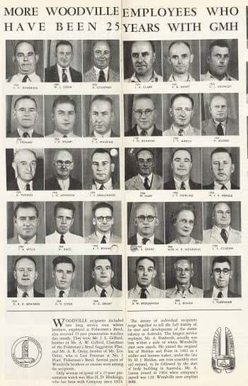 Some of the men, and one woman, inducted into the Twenty-Five Year Club. People, March, 1950