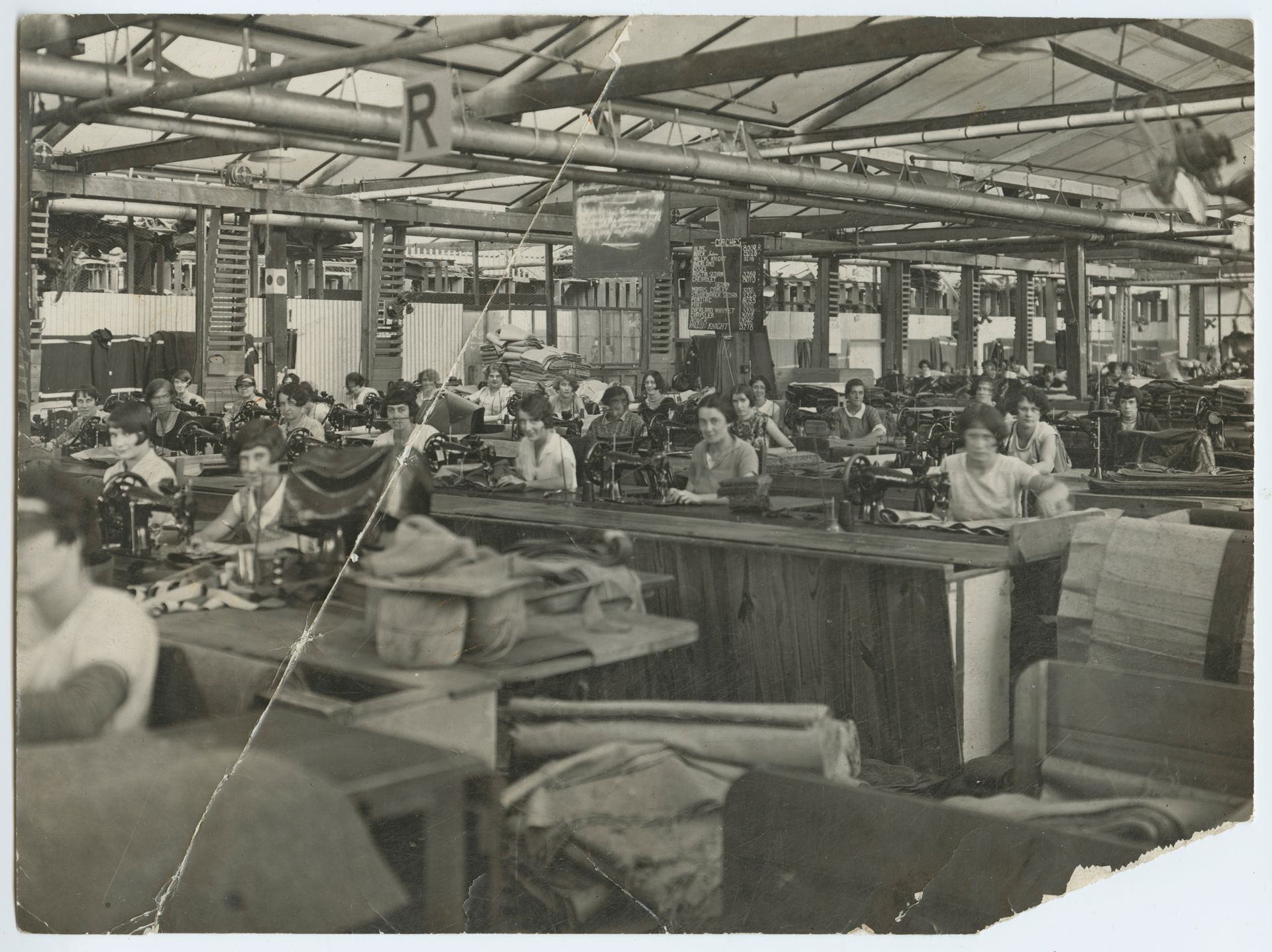 Women working in the trim section at Holden Motor Body Builder's Woodville plant, 1928. SLSA: BRG 213/1/26/7