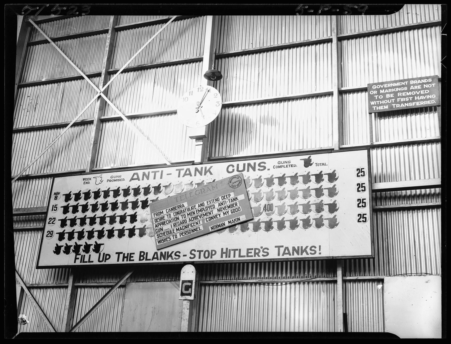 Anti-tank gun statistics, 1 December, 1941. D Darian Smith, photographer. SLSA: BRG 213/207/5/523