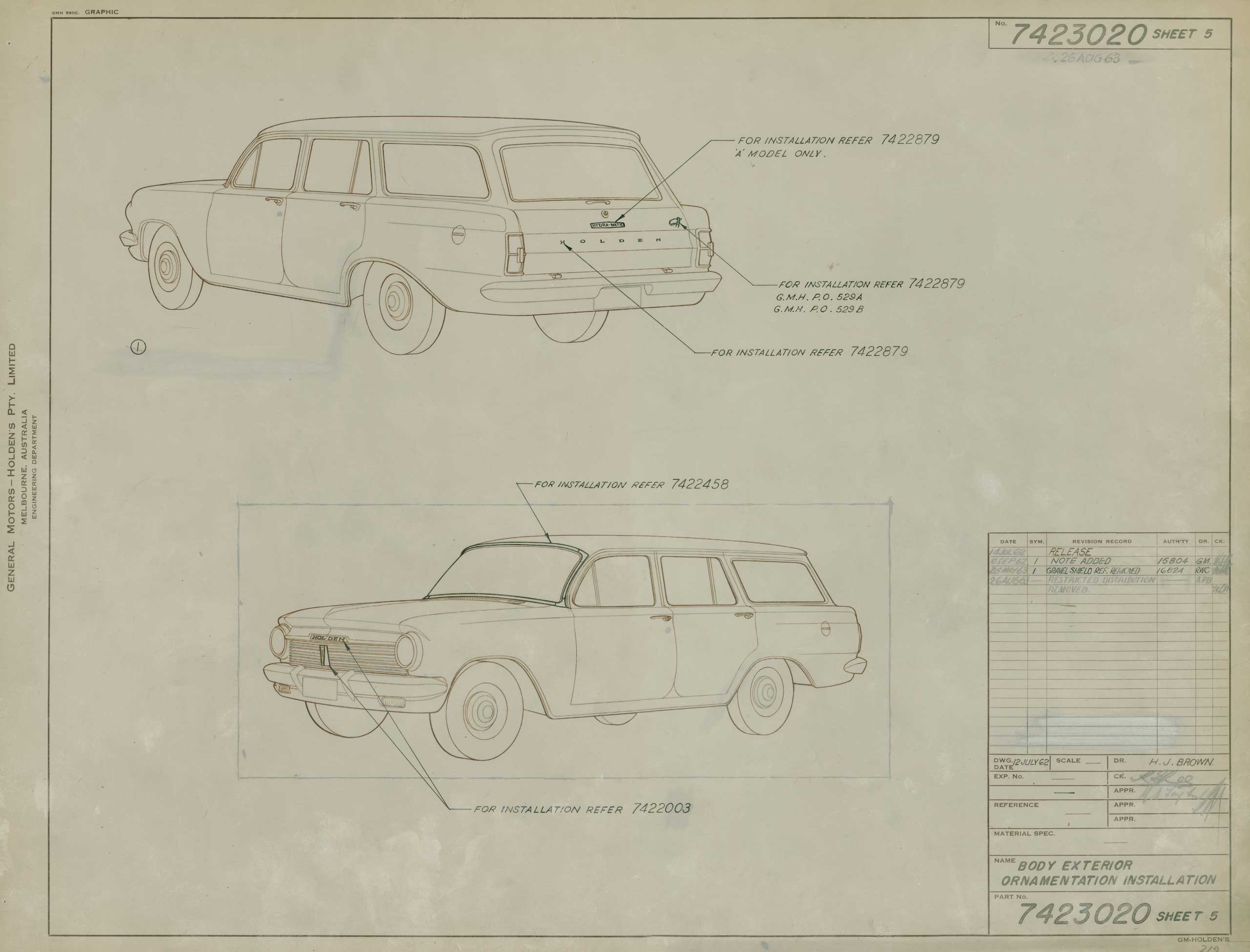 Drawing for the EH Holden.