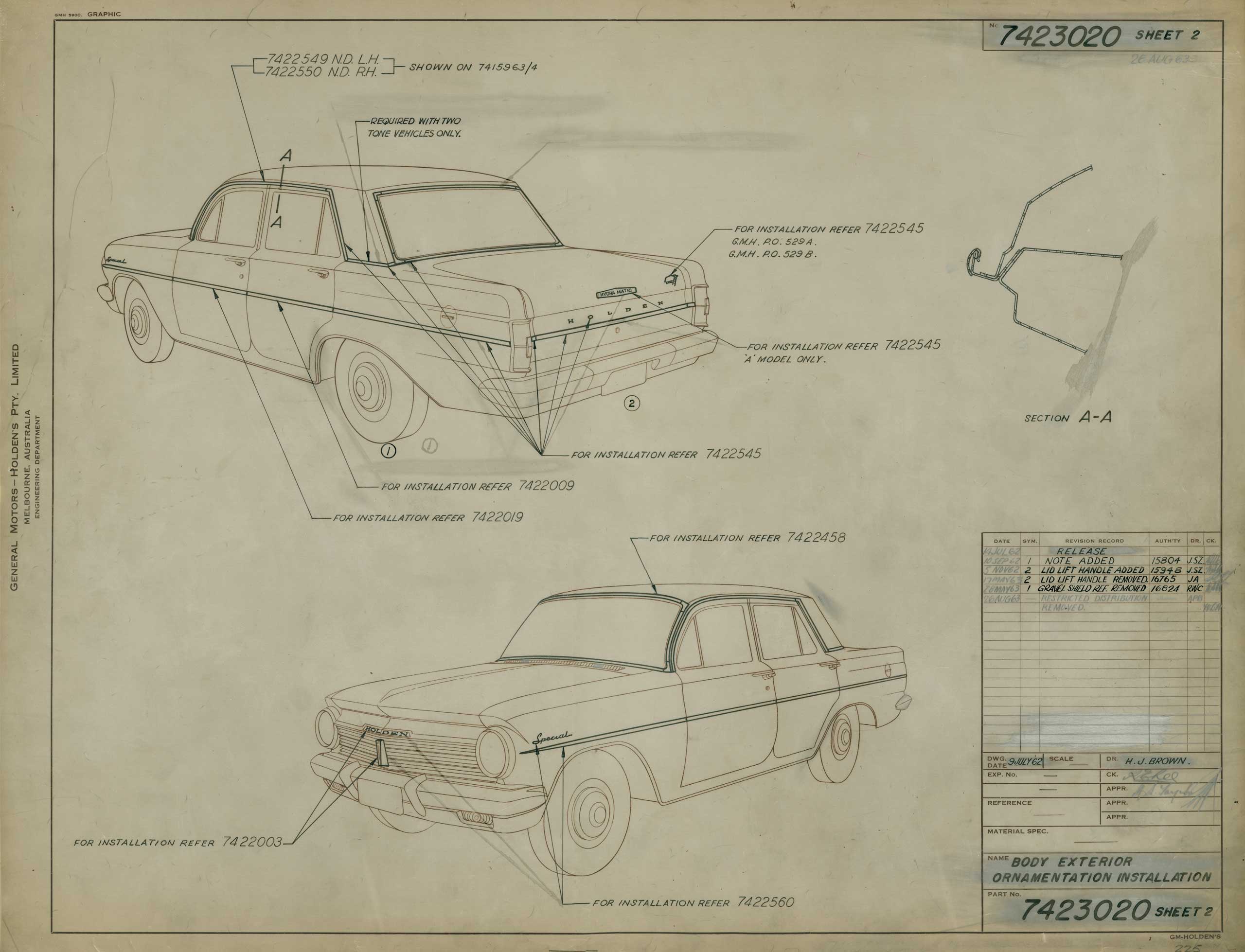 Drawing for the EH Holden.