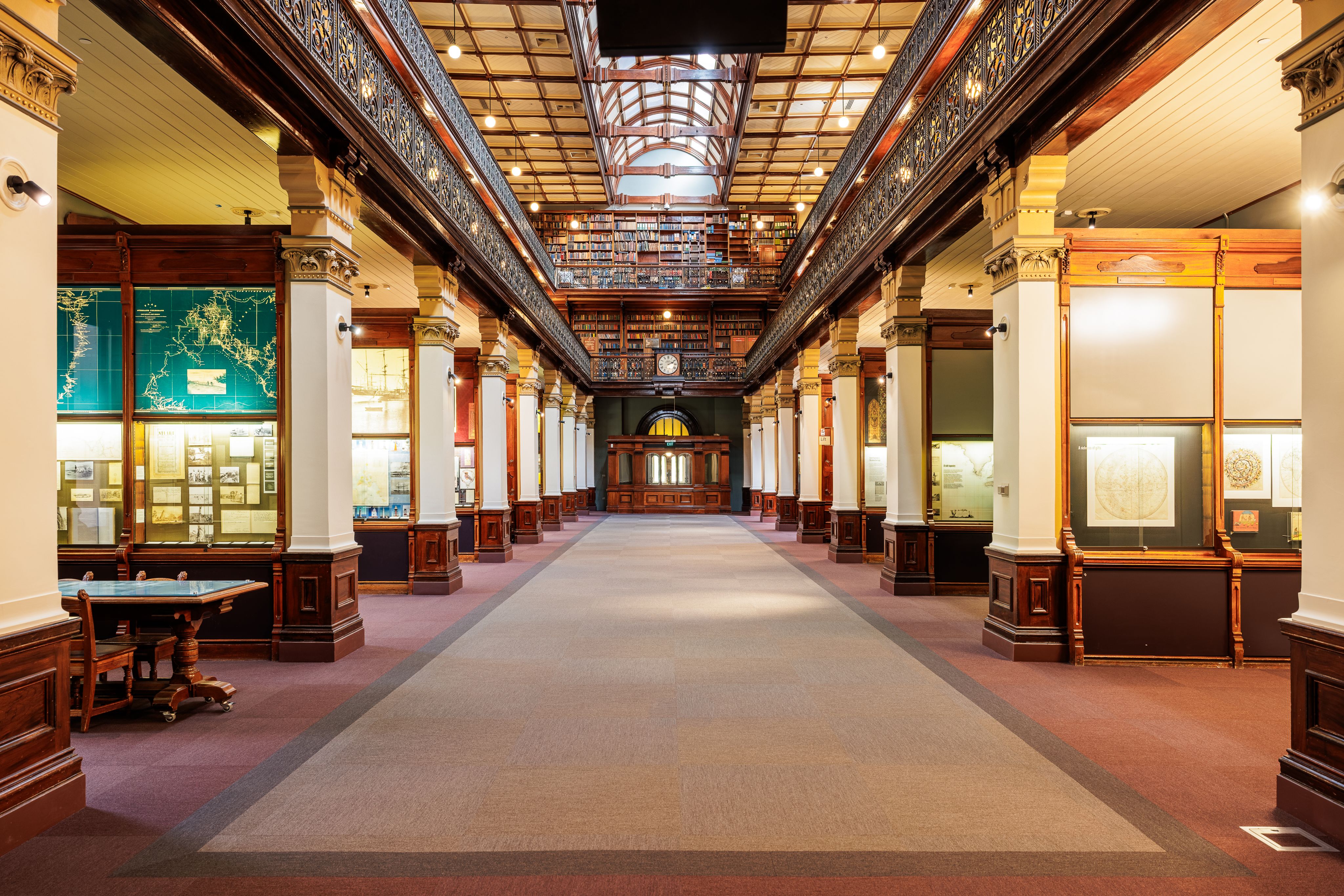 Exhibition bays on the ground floor of the Mortlock Chamber