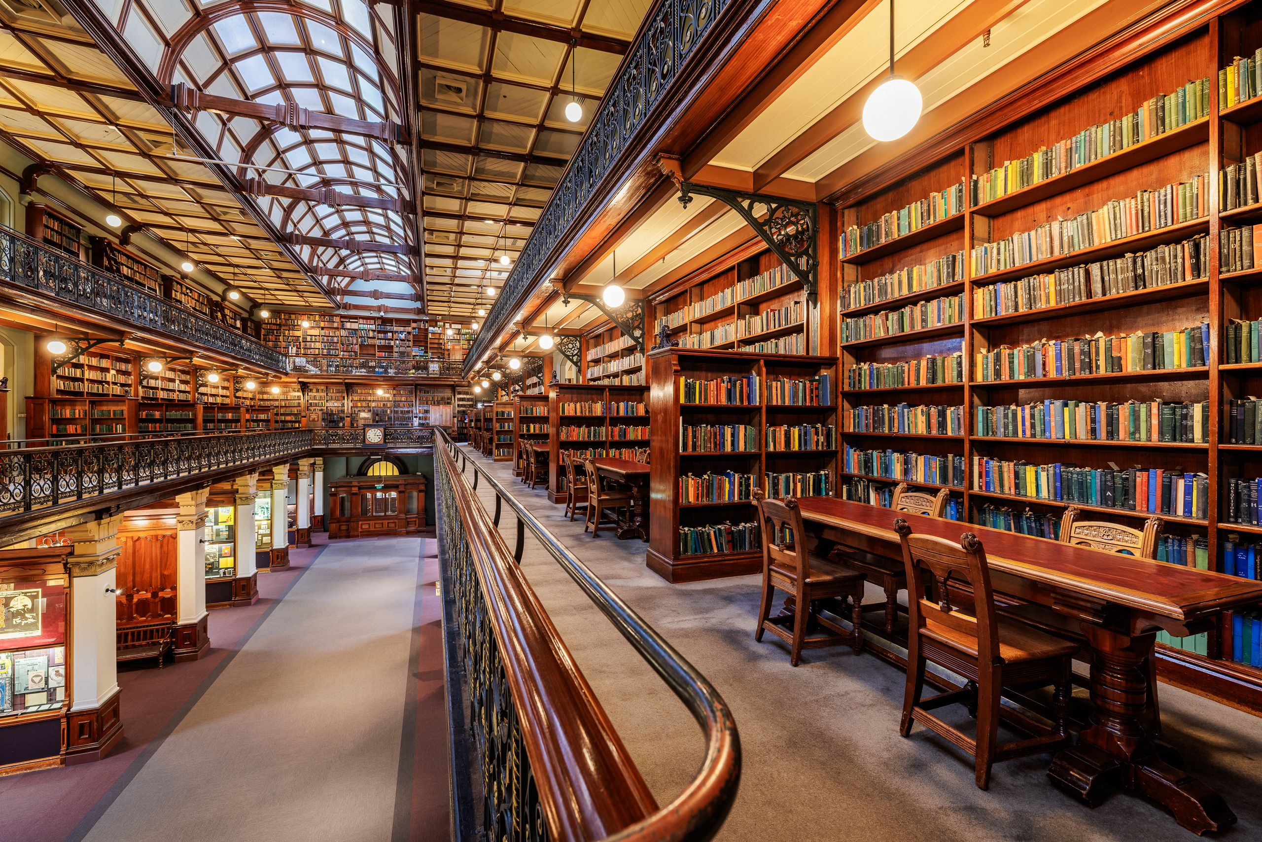 View of a study area on the first floor of the Mortlock Chamber.